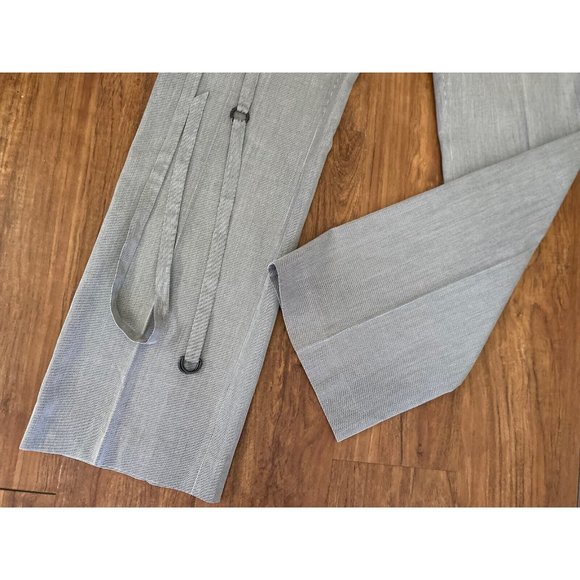 Akris Punto Gray Pinstripe High Rise Wide Leg Pants 8/ 32" X 30" Side Zip Belt - Picture 12 of 16